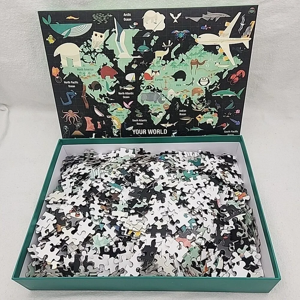 Puzzle Your World 1000 Piece Mudpuppy Map Animals Cartoon Paul Daviz 20